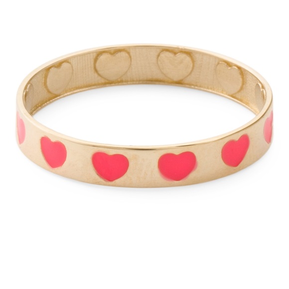 GOLDEN CLEF Enamel HOT PINK Hearts 💕 Gold Band Ring Barbiecore Kawaii - Picture 2 of 4